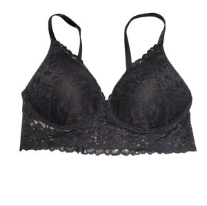 PINK Victoria's Secret Elegant Black Push Up Wireless Lace Bralette L